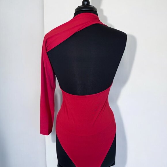 One Shoulder Women Irregular Bodysuit - Picture 2 of 7